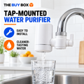 Tap-mounted water purifier attached to a kitchen tap