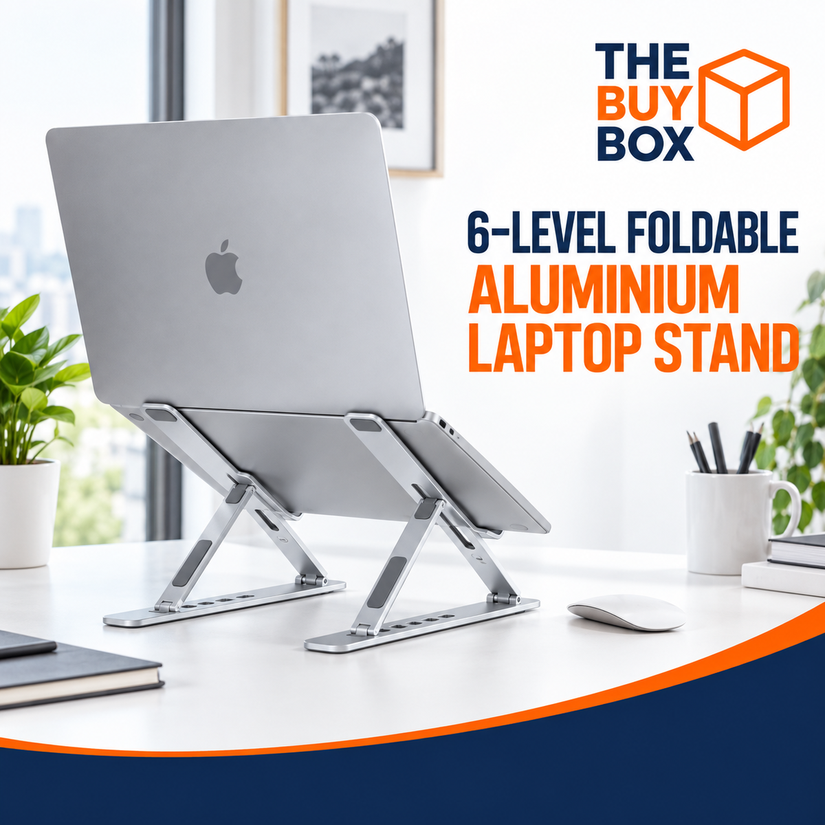 6-Level Foldable Aluminium Laptop Stand in The Buy Box branded product design