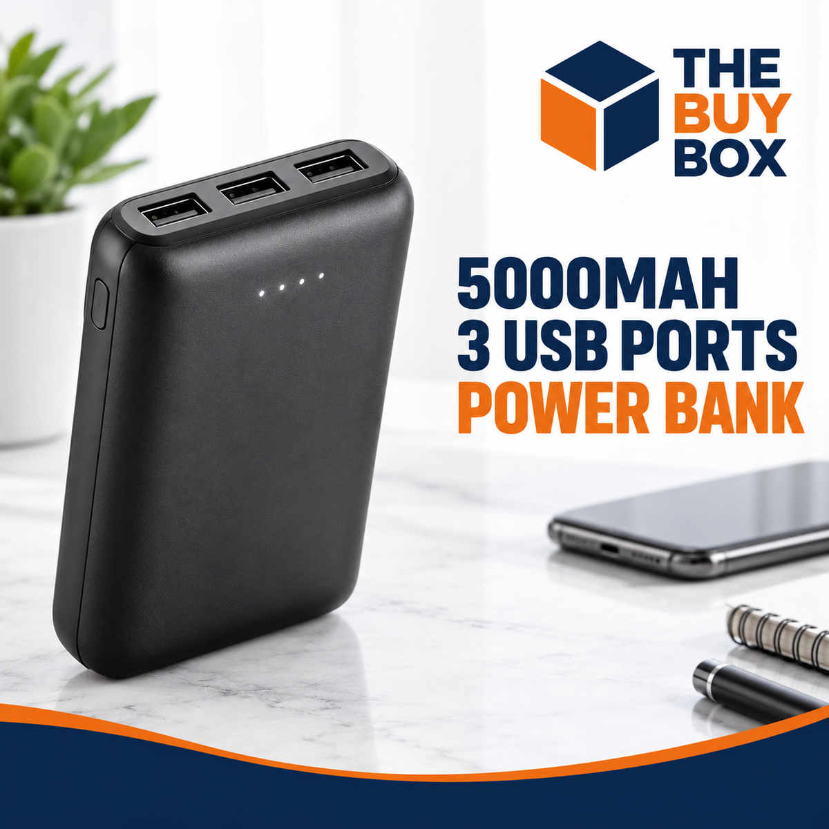 5000mAh 3 USB Ports Power Bank in The Buy Box branded product design