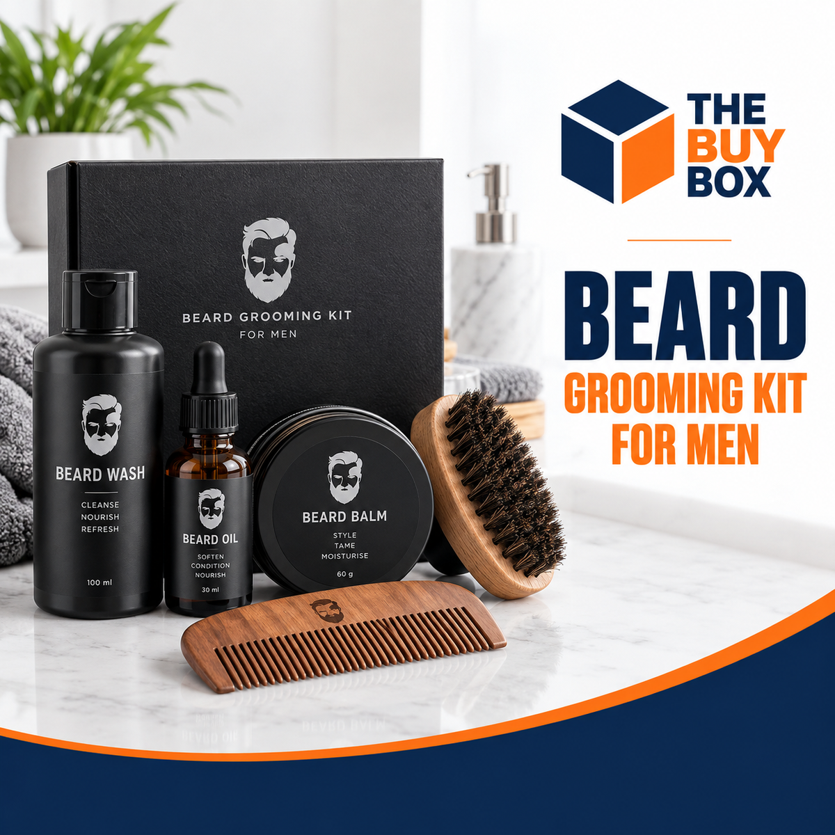 Beard Grooming Kit for Men in The Buy Box branded product design