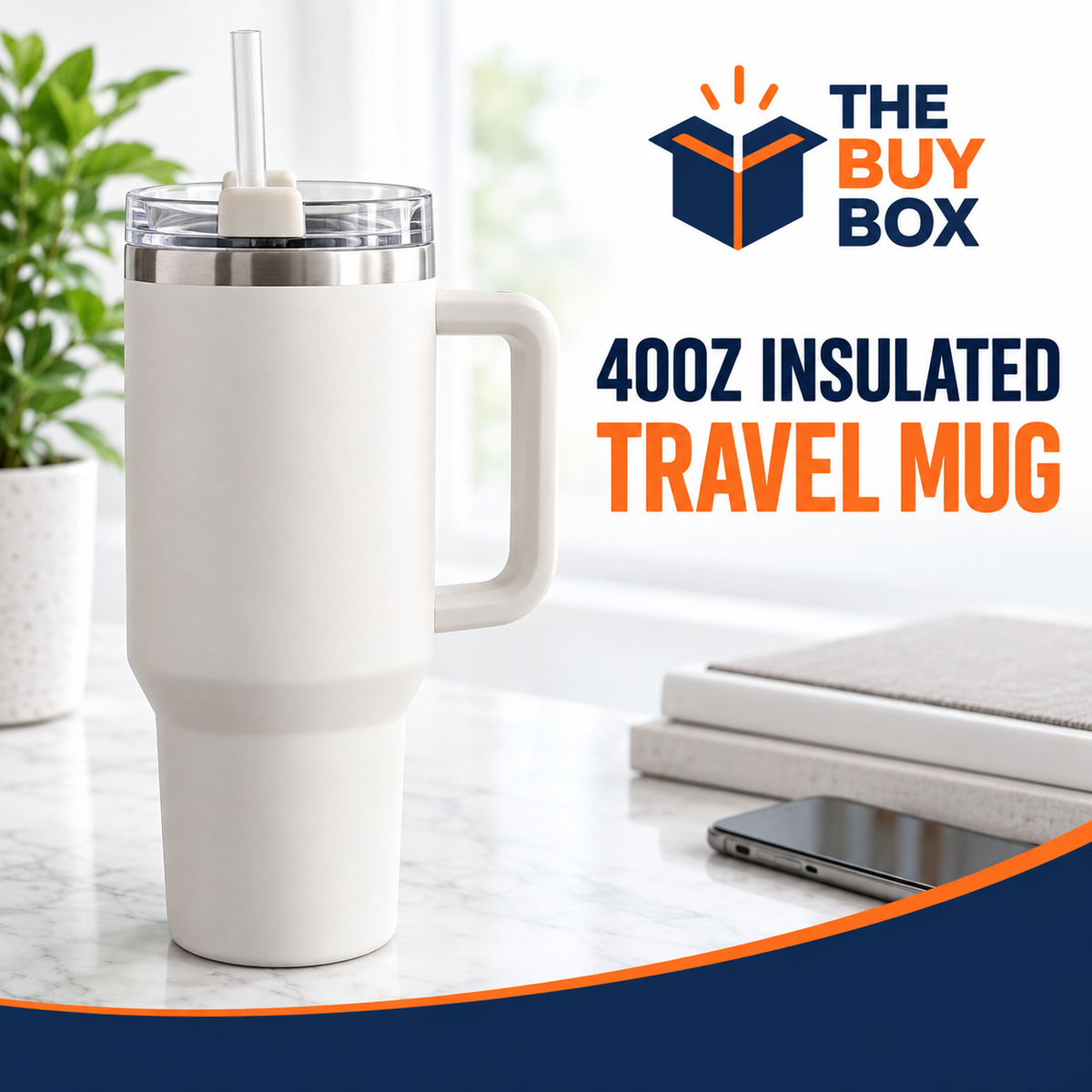 40oz Insulated Travel Mug in The Buy Box branded product design