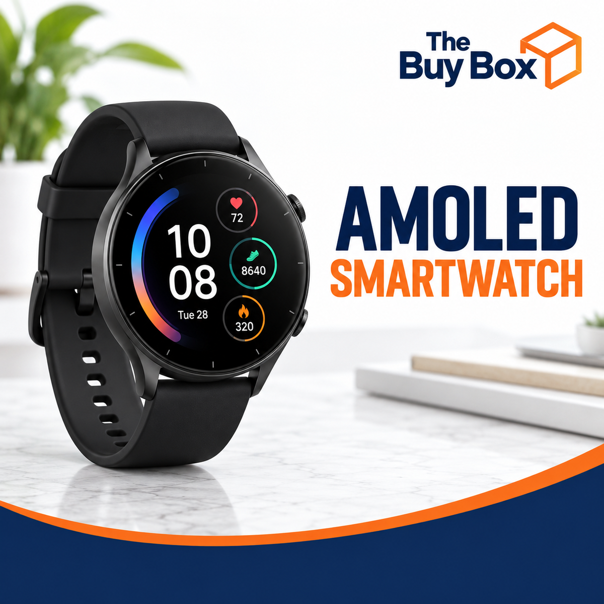 AMOLED SMARTWATCH with third-party branding removed