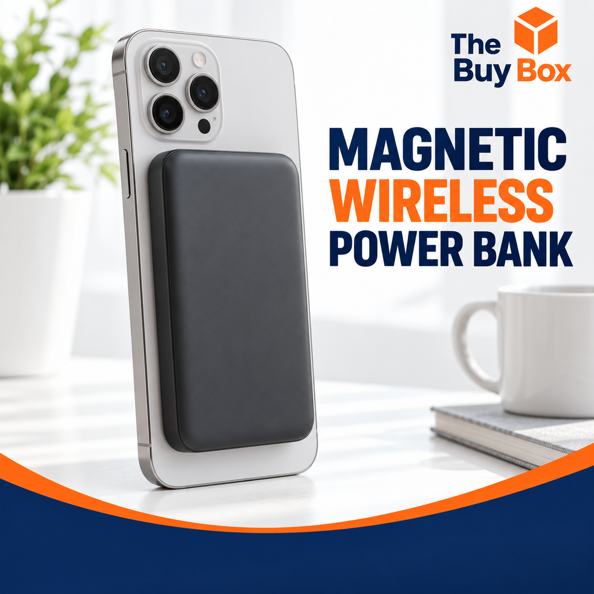 MAGNETIC WIRELESS POWER BANK with third-party branding removed