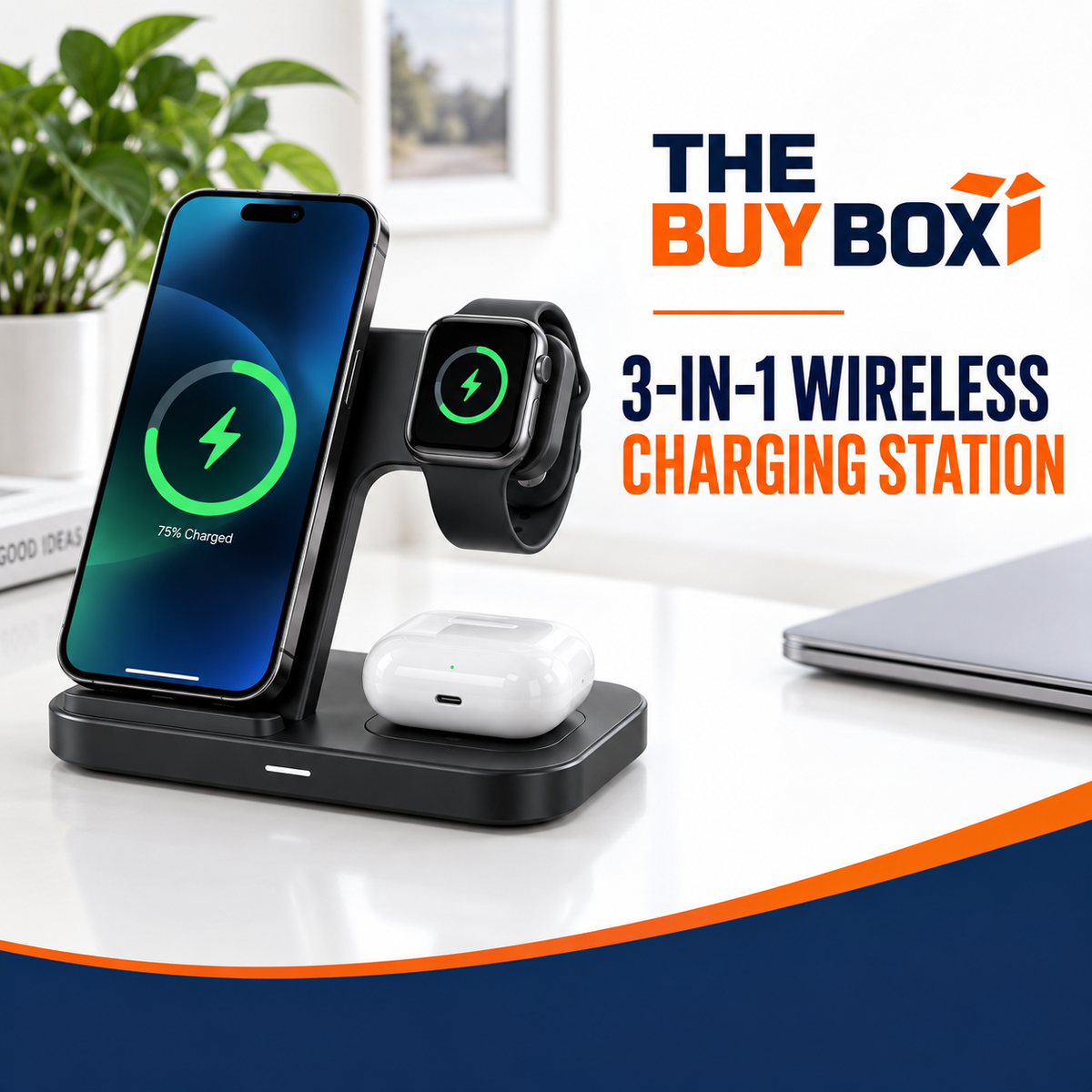3-in-1 Wireless Charging Station in The Buy Box branded product design