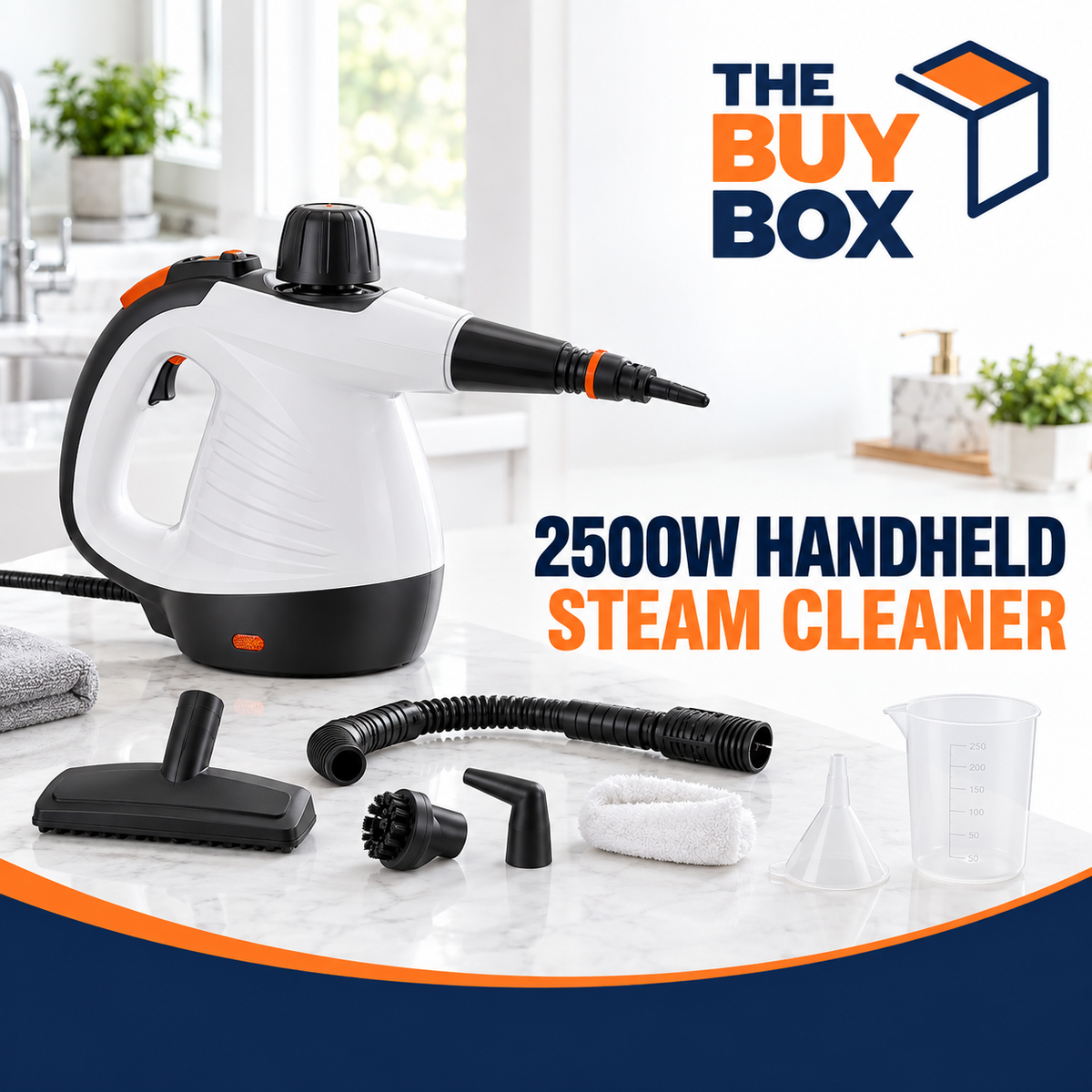 2500W Handheld Steam Cleaner in The Buy Box branded product design